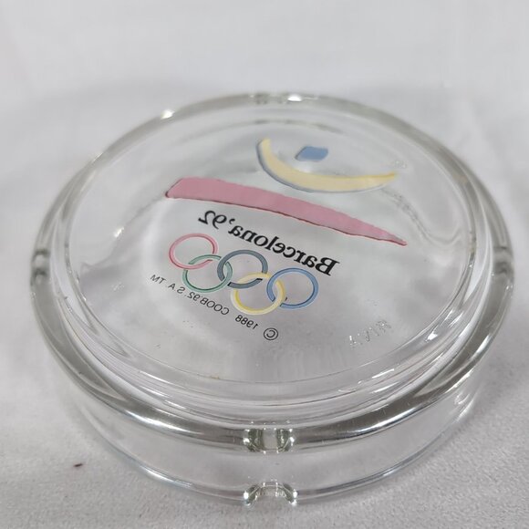 Barcelona Olympics 1992 Glass Ashtray COOB Italy Souvenir Vintage Spain Games - Picture 4 of 7